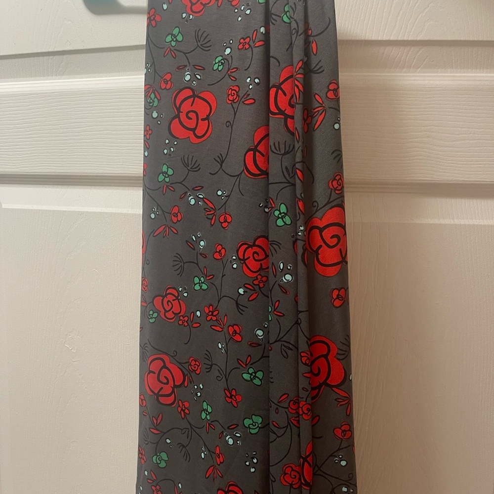Floral Gray and Red Skirt
